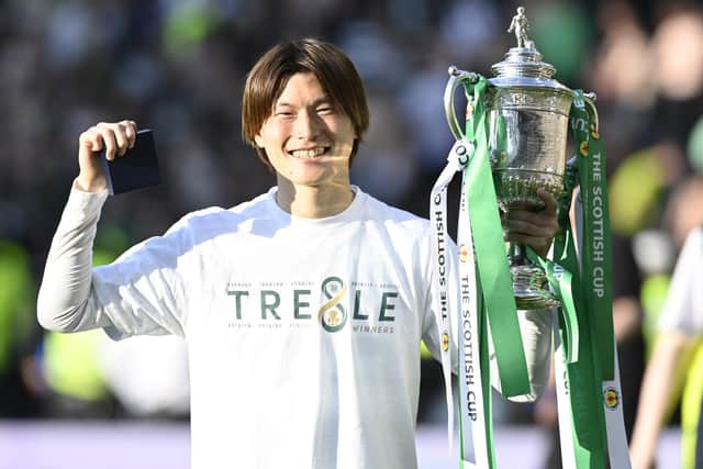 Kyogo Furuhashi sent Celtic on their way to the treble with the opening goal.