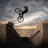 Danny MacAskill on Blackpool Beach. Picture: Dave Mackison