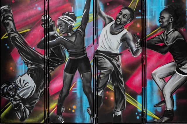 Temporary works of art have appeared across Edinburgh in recent weeks as part of a Black Lives Matter Mural Trail, including this work by Steven Khan at Dance Base.