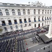 Veterans, members of the military and the Royal family led by King Charles III line Whitehall during the Remembrance Sunday ceremony at the Cenotaph on November 13, 2022 in London (Photo by Stefan Rousseau - WPA Pool/Getty Images)