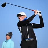 Louise Duncan plays her shot from the 17th tee during the second round of the Freed Group Women's Scottish Open presented by Trust Golf at Dundonald Links in Ayrshire. Octavio Passos/Getty Images.