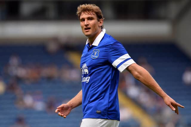 Everton's Croatian striker Nikica Jelavic joined from Rangers in January 2012. (Photo credit should read PAUL ELLIS/AFP via Getty Images)