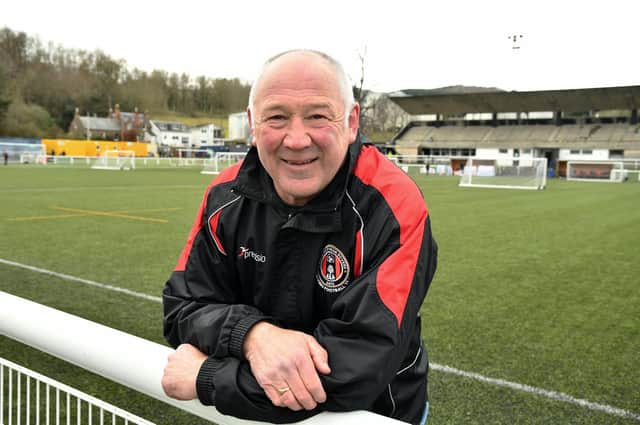 Still getting a kick at the ball ... Gordon Rae plays walking football with Galy Fairydean Rovers