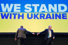 Prime Minister Boris Johnson (right) and Scottish Conservative Party leader Douglas Ross at the Scottish Conservative Conference at P&J Live