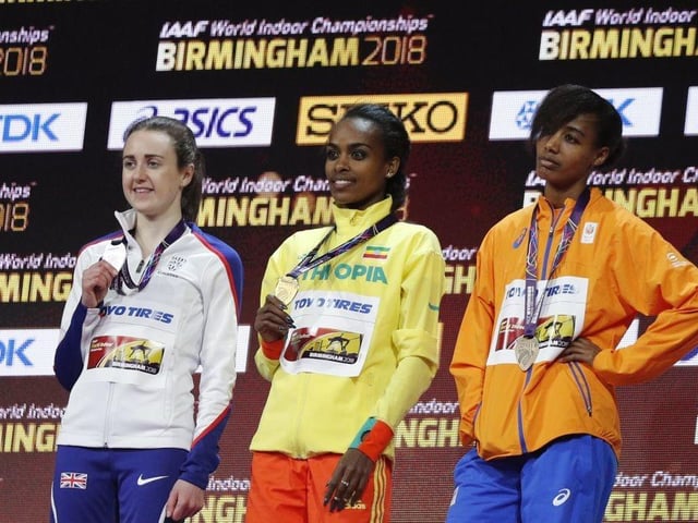 Muir came second to Ethiopia's Genzebe Dibaba to take a silver medal at the 2018 IAAF World Indoor Athletics Championships in Birmingham.