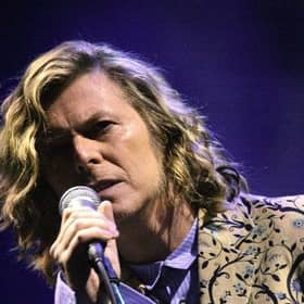 The late David Bowie performing at Glastonbury in 2000.