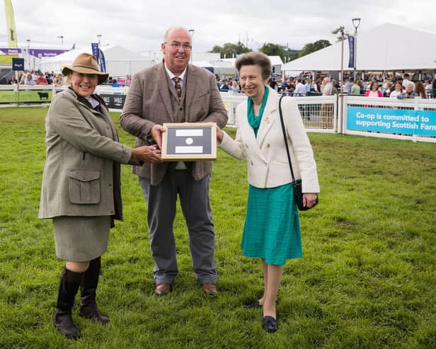 HRH Princess Anne presenting the Sir William Young Award to Dochy Ormiston (MVO) and Sylvia Ormiston (MVO).