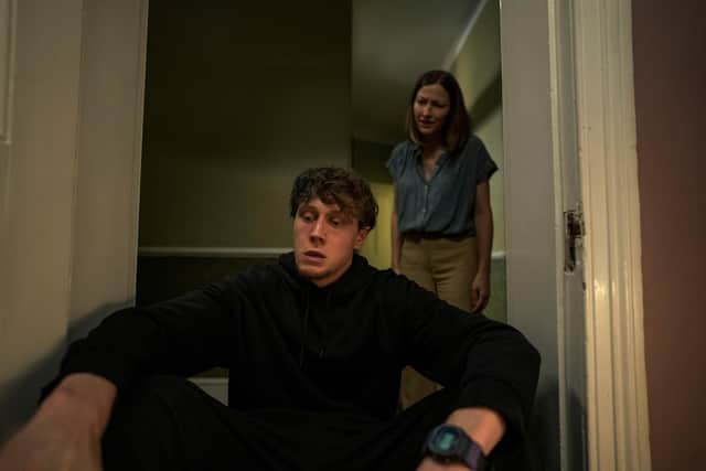 George MacKay as Toby and Kelly Macdonald as Lizzie in I Came By PIC: Nick Wall/Netflix © 2022