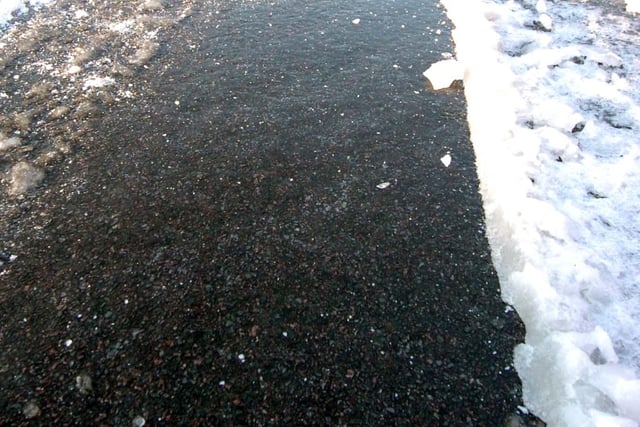 Black ice covered the streets of South Yorkshire following record snowfall and freezing overnight temperatures in January 2010 - every outdoor surface seemed to be affected and it was almost impossible to stay on your feet for long.