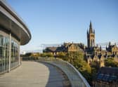 The Gilbert Scott Building seen from the James McCune Smith Learning Hub. Picture: Photographic unit, University of Glasgow