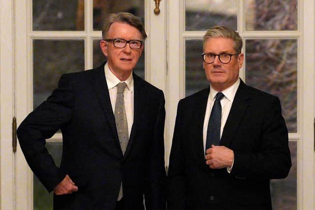 Prime Minister Sir Keir Starmer (right) and then-British ambassador to the United States Peter Mandelson at the ambassador's residence in Washington, DC (Carl Court/PA Wire)