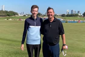 Dominic McGlinchey and his dad Gary pictured at Doha Golf Club ahead of the teenager's appearance in this week's Commercial Bank Qatar Masters on the DP World Tour.