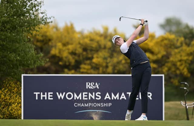 Hannah Darling in action during the second qualifying round of the R&A Womens Amateur Championship at Kilmarnock (Barassie) Golf Club. Picture: Charles McQuillan/R&A/R&A via Getty Images.