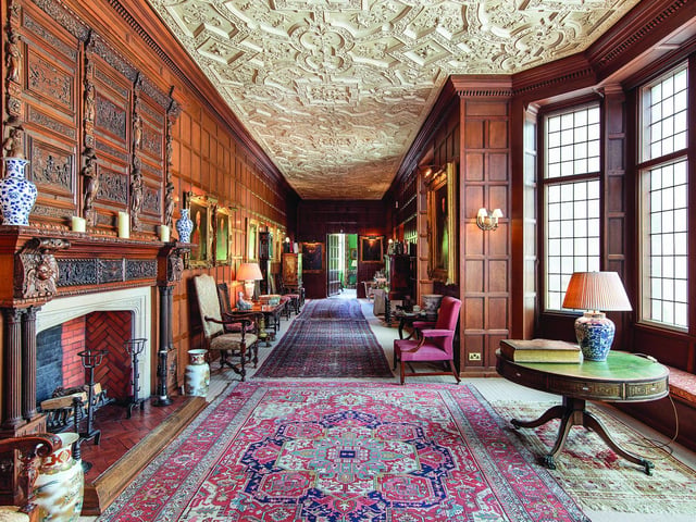 Interior: There are eight reception rooms including drawing and dining rooms, gallery, nursery, 16 bedrooms and ten bathrooms. The property is steeped in history with original panelled walls, and an imposing staircase in it original condition.
Exterior: The castle overlooks the River South Esk and its 70 acres of land includes walled gardens considered to be among the most important in Scotland. There are five estate cottages and a stable block.