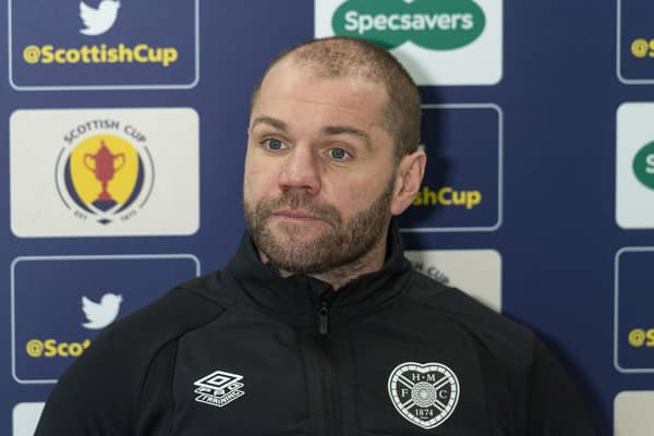 Hearts boss Robbie Neilson will sit in the stands for the Edinburgh derby at Easter Road.  (Photo by Mark Scates / SNS Group)