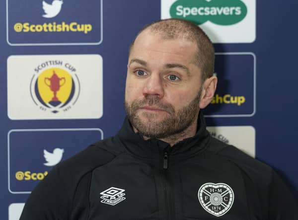 Hearts boss Robbie Neilson will sit in the stands for the Edinburgh derby at Easter Road.  (Photo by Mark Scates / SNS Group)