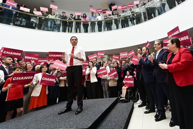 Anas Sarwar at the launch of Scottish Labour's general election campaign, alongside Sir Keir Starmer (Photo by John Devlin/National World)