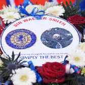 One of the floral tributes placed outside Ibrox Stadium following the death of former Rangers manager Walter Smith. (Photo by Craig Foy/SNS Group).