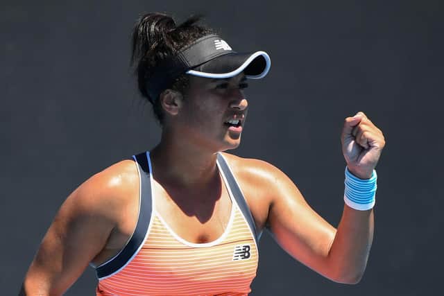 Heather Watson defeated Czech Republic's Kristyna Pliskova in straight sets. Picture: William West/AFP via Getty Images