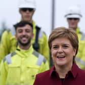 Nicola Sturgeon is seen during her visit to Scottish Power Cumbernauld