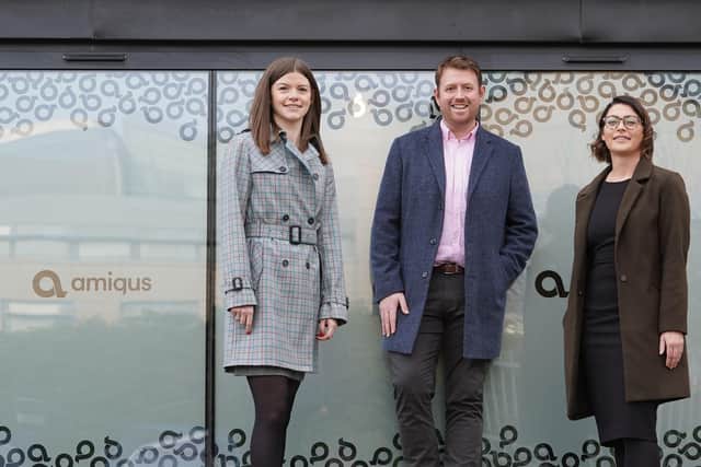 Abbie Buchan, Richie Stewart and Rachel Smith of Amiqus. Picture: Stewart Attwood