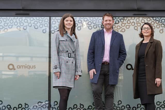 Abbie Buchan, Richie Stewart and Rachel Smith of Amiqus. Picture: Stewart Attwood