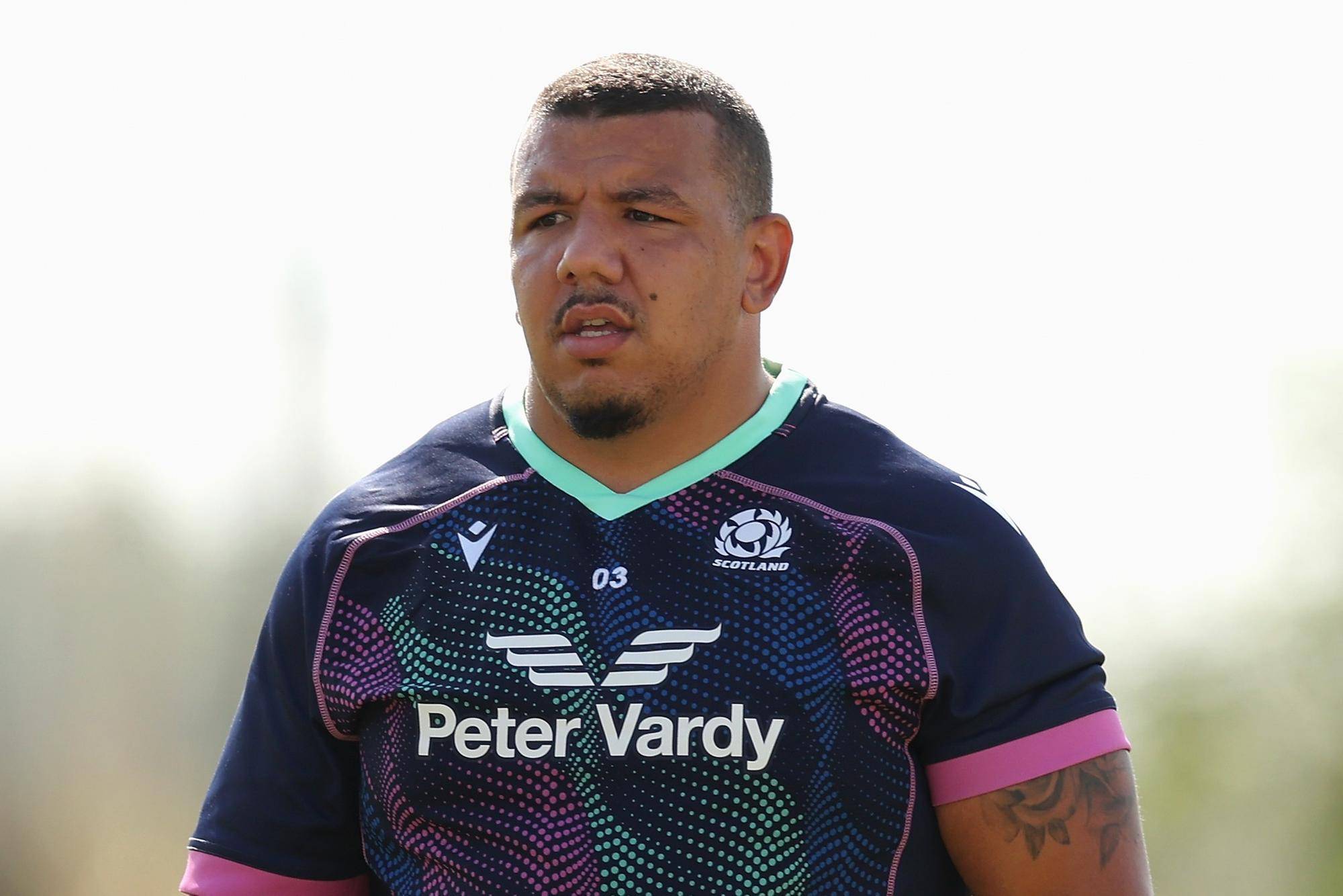 Javan Sebastian of Scotland looks on during a training session at the Rugby World Cup. (Photo by Cameron Spencer/Getty Images)