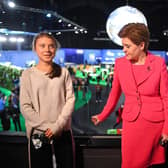 Nicola Sturgeon meets climate activists Vanessa Nakate, right, and Greta Thunberg, left, during the COP26 climate summit (Picture: Andy Buchanan/pool/Getty Images)