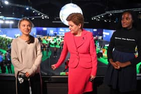 Nicola Sturgeon meets climate activists Vanessa Nakate, right, and Greta Thunberg, left, during the COP26 climate summit (Picture: Andy Buchanan/pool/Getty Images)