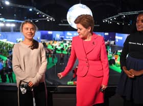 Nicola Sturgeon meets climate activists Vanessa Nakate, right, and Greta Thunberg, left, during the COP26 climate summit (Picture: Andy Buchanan/pool/Getty Images)