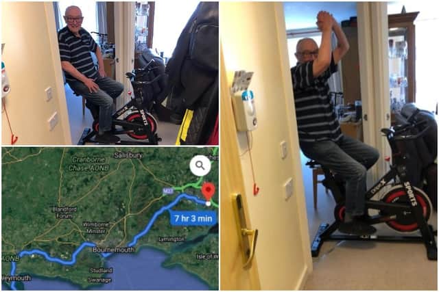 83-year-old Jim Hay, who has chronic obstructive pulmonary disease (COPD), has taken on a mission to virtually cycle to London and back from his home in Dorset, where he now lives, to raise money for NHS for Edinburgh and Lothians Health Foundation.
