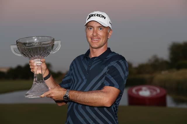Martin Laird shows off yhe trophy after winning the Shriners Hospitals For Children Open at TPC Summerlin in Las Vegas. Picture: Matthew Stockman/Getty Images