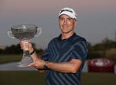 Martin Laird shows off yhe trophy after winning the Shriners Hospitals For Children Open at TPC Summerlin in Las Vegas. Picture: Matthew Stockman/Getty Images