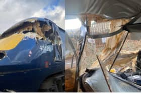 Damage caused to the train cab in the collision. (Photo by RAIB)