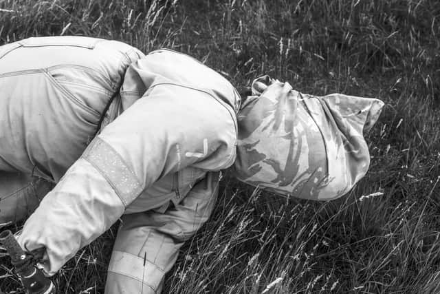 Traces of recent conflict training at Tain Air Weapons Range with these dummy insurgents found lying in a ditch.  PIC: Alex Boyd.