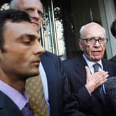 Rupert Murdoch speaks to the media outside the One Aldwych Hotel in London. Picture: Stefan Rousseau/PA Wire