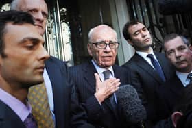 Rupert Murdoch speaks to the media outside the One Aldwych Hotel in London. Picture: Stefan Rousseau/PA Wire