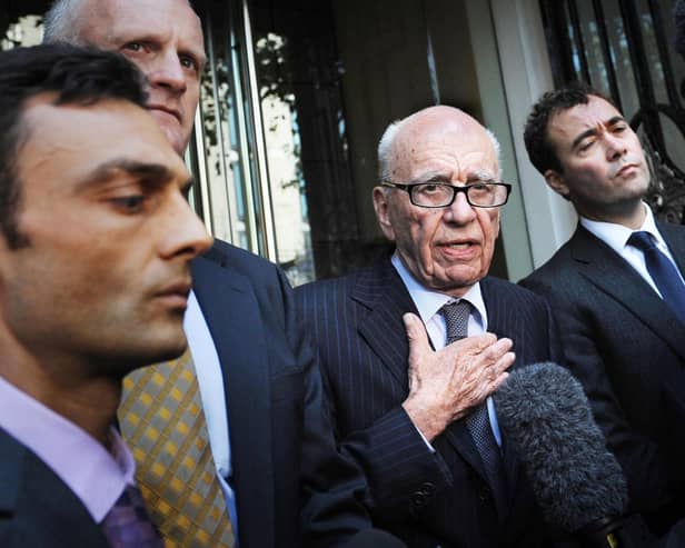 Rupert Murdoch speaks to the media outside the One Aldwych Hotel in London. Picture: Stefan Rousseau/PA Wire