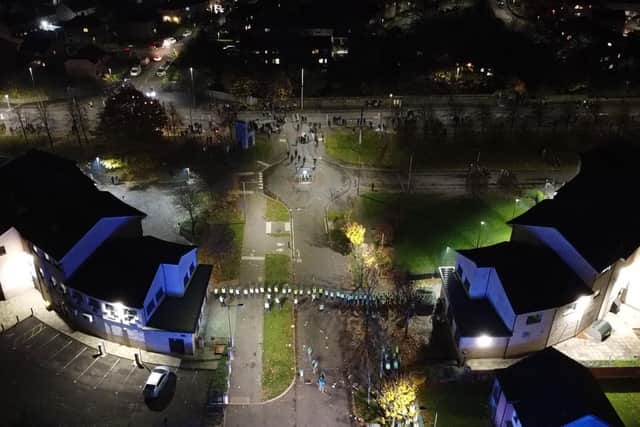 Drone footage of the riots in Niddrie. Picture: Press Association.