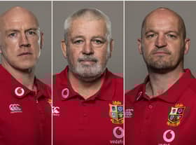 Lions head coach Warren Gatland, centre, will be assisted Scotland coaches Steve Tandy, left, and Gregor Townsend, right. Picture: Inpho