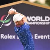 Tom McKibbin tees off on the fourth hole during the first round of the DP World Tour Championship on the Earth Course at Jumeirah Golf Estates in Dubai. Picture: Ross Kinnaird/Getty Images.