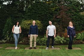 Glasgow tech firm Frog Systems has unveiled a partnership with healthcare specialist Small Changes, at the start of Mental Health Awareness Week.  L to R: Dr Laura Coia, Dr Matt Wild, Grant Yuill and Dr Isabel Howat.