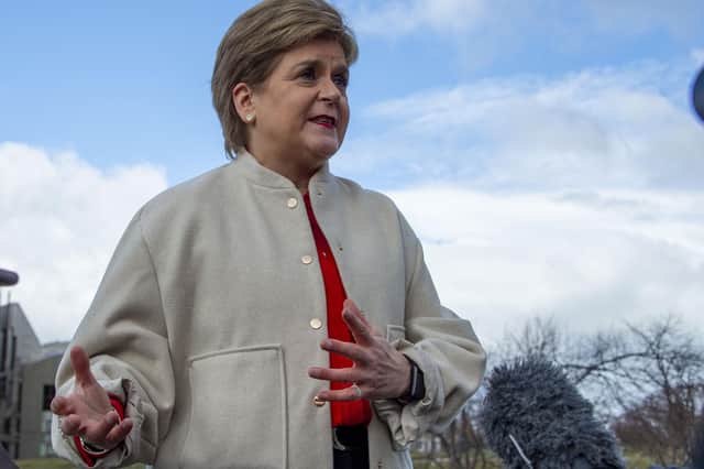 Former first minister Nicola Sturgeon speaks to the media.