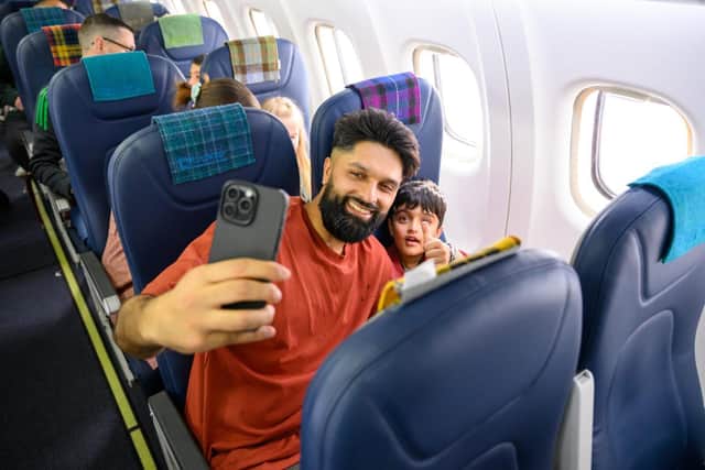 CHAS children enjoying the flight over the east of Scotland