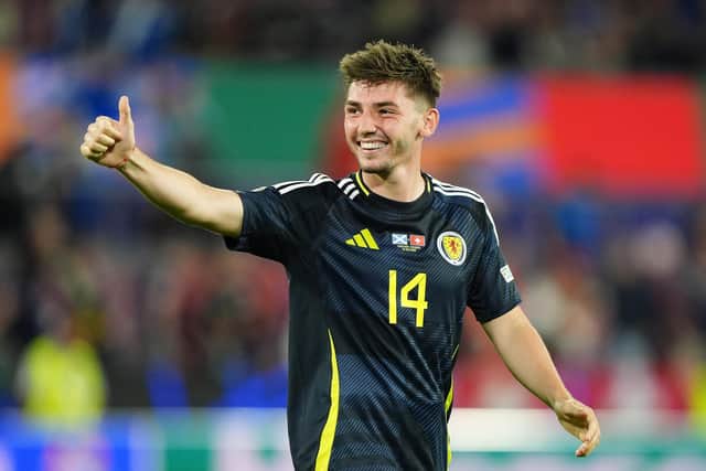 Scotland's Billy Gilmour gestures towards the fans following the 1-1 draw with Switzerland at Euro 2024.