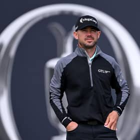 Brian Harman reflects on his brilliant day's work on the 18th green in the second round of the 151st Open at Royal Liverpool. Picture: Ross Kinnaird/Getty Images.