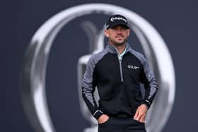 Brian Harman reflects on his brilliant day's work on the 18th green in the second round of the 151st Open at Royal Liverpool. Picture: Ross Kinnaird/Getty Images.