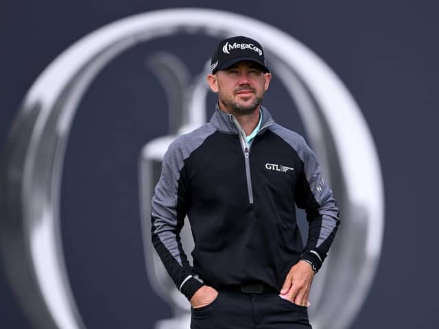 Brian Harman reflects on his brilliant day's work on the 18th green in the second round of the 151st Open at Royal Liverpool. Picture: Ross Kinnaird/Getty Images.