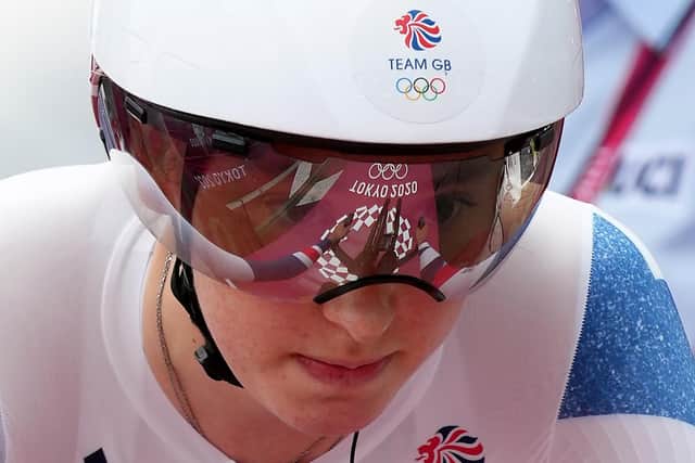 Great Britain's Anna Shackley is a picture of concentration in the individual time trial. Picture: Martin Rickett/PA Wire