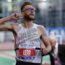 Josh Kerr of Great Britain sets the world record at 8:00.67 winning the Dr. Sander Men's 2 Mile during the 116th Millrose Games at The Armory Track on February 11, 2024 in New York City.